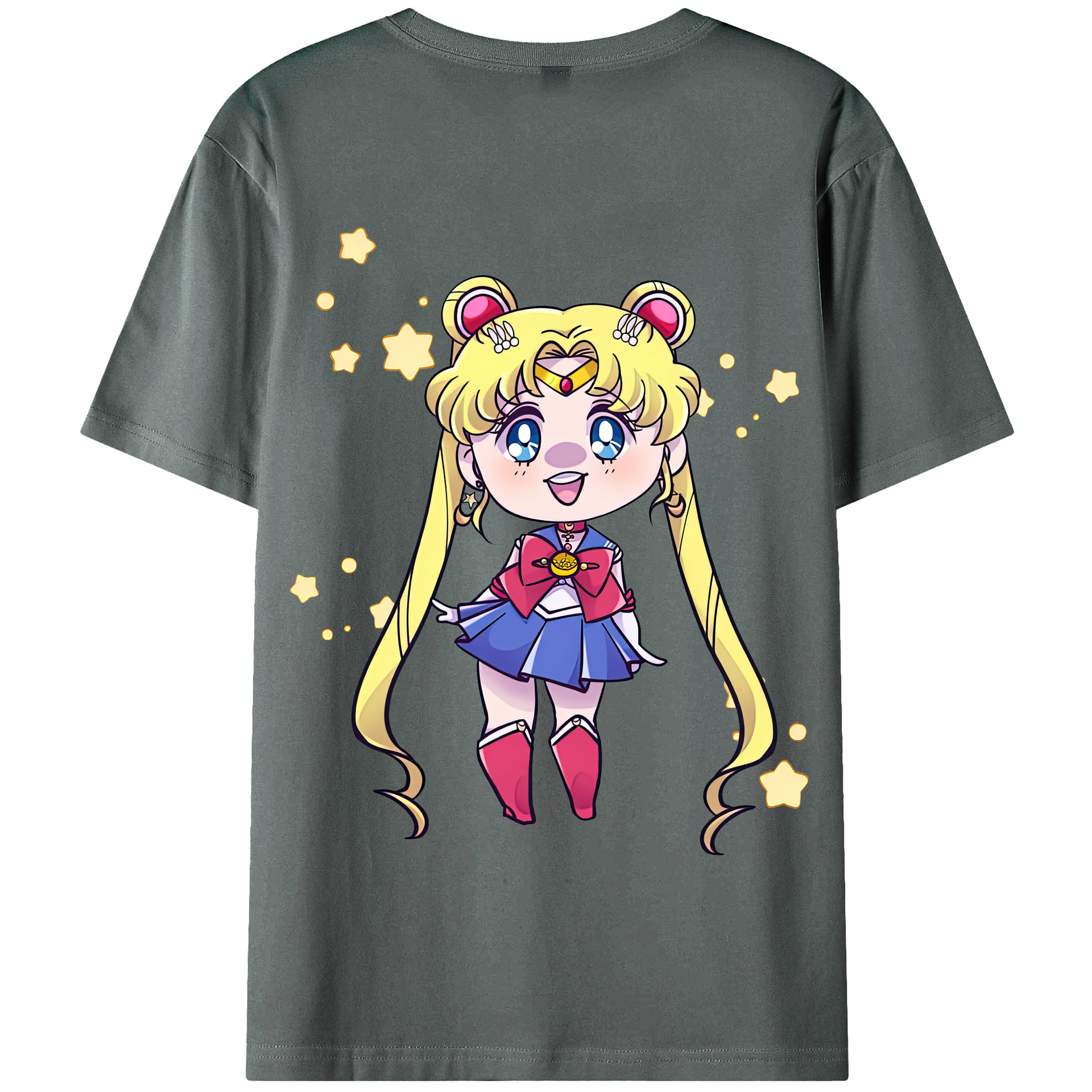 （画像用） 美少女戦士セーラームーン 月野 うさぎ つきの うさぎ Sailor Moon Tsukino Usagi 綿100％半袖Tシャツ（背面プリント）
